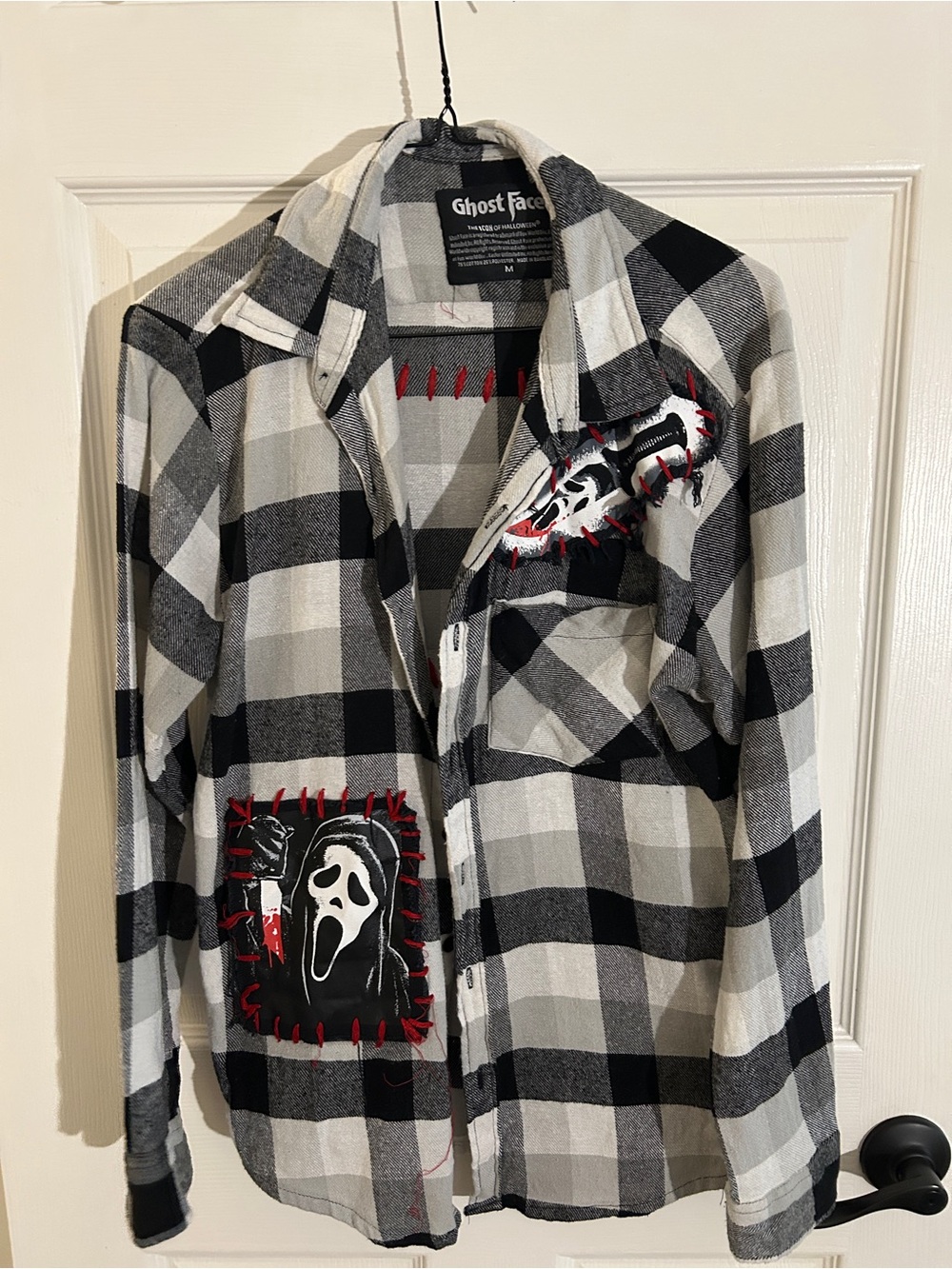 Unisex Black & White Plaid Button-Up Shirt